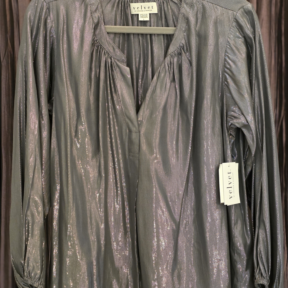 Velvet Women's Shimmering Gray Top